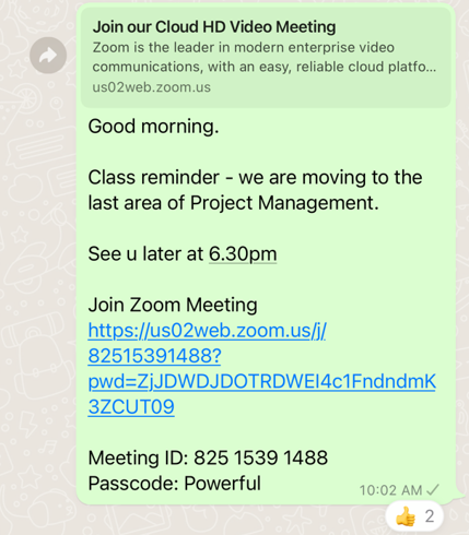 zoom acca class reminder